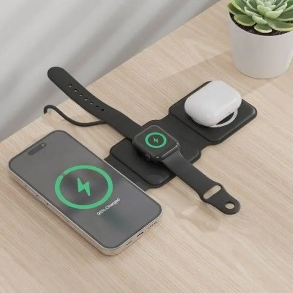 Just Wireless -  3-in-1 Portable Magnetic Wireless Ch Black